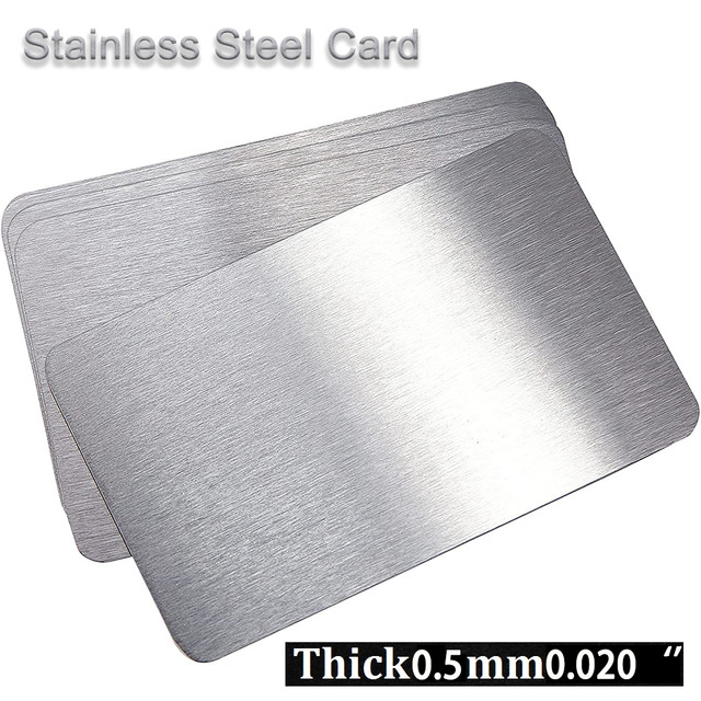 5Pcs 0.5mm Thick Stainless Steel Blank Metal Business Cards Laser Engraving  Stainless Cards Customer DIY Gift Plate Blank Cards - AliExpress